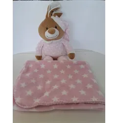 Peluche Orsetto/Coniglio Con Copertina Rosa Stelline