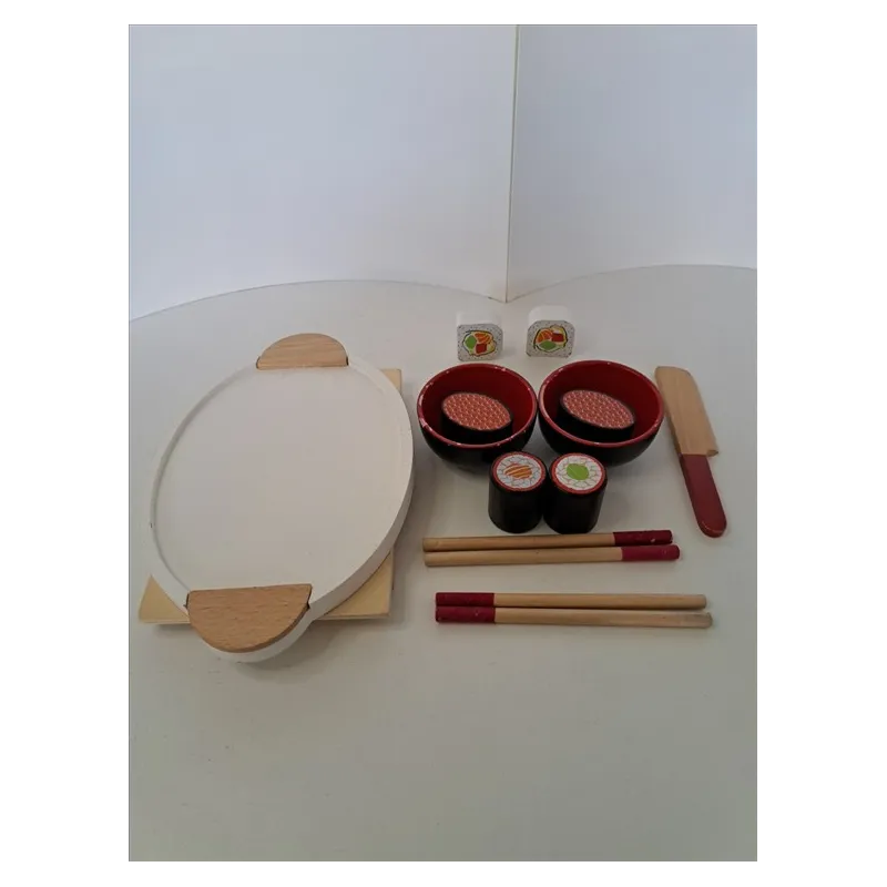 Set Sushi In Legno (Bordo Ciotoline Leggermente Scolorito)