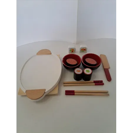 Set Sushi In Legno (Bordo Ciotoline Leggermente Scolorito)