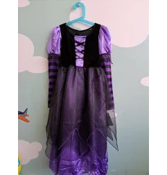 Vestito Halloween Streghetta 5/7 A Con Accessori - Orlo Scucito Ma Bellissimo Comunque -