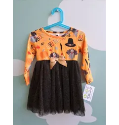 Vestito Halloween Arancionee Nero 2/3  Anni