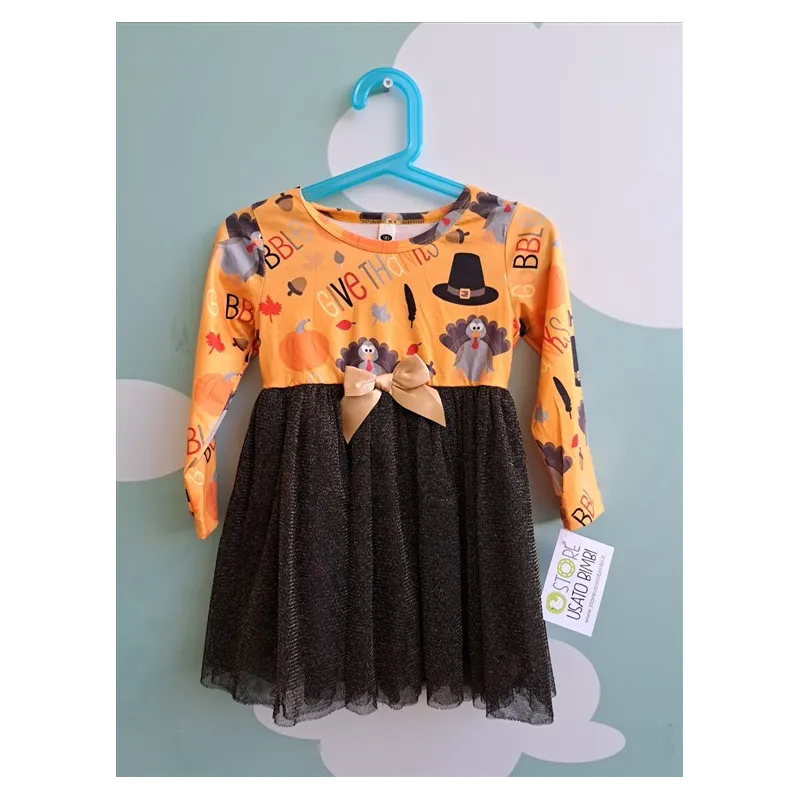 Vestito Halloween Arancionee Nero 2/3  Anni