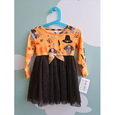 Vestito Halloween Arancionee Nero 2/3  Anni