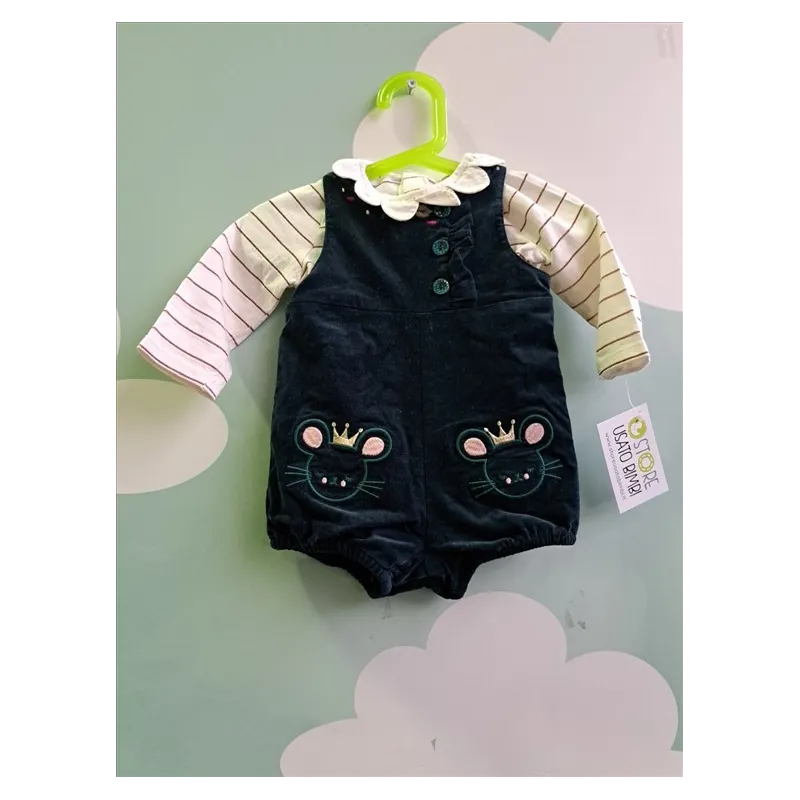 Completo Maglia Maniche Lunghe + Vestito Salopette e Collant Au Meme Du Pareil 9 M