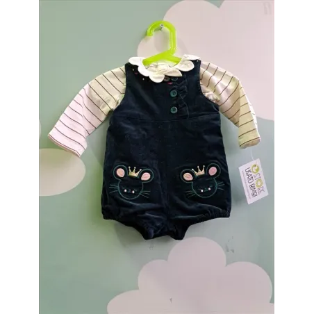 Completo Maglia Maniche Lunghe + Vestito Salopette e Collant Au Meme Du Pareil 9 M