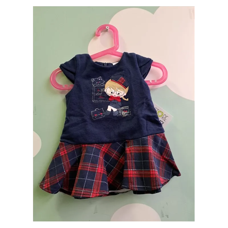 Vestito Blu Gonna Tartan 6 M