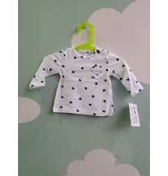 Maglia Maniche Lunghe Bianca Cuoricini 3 M