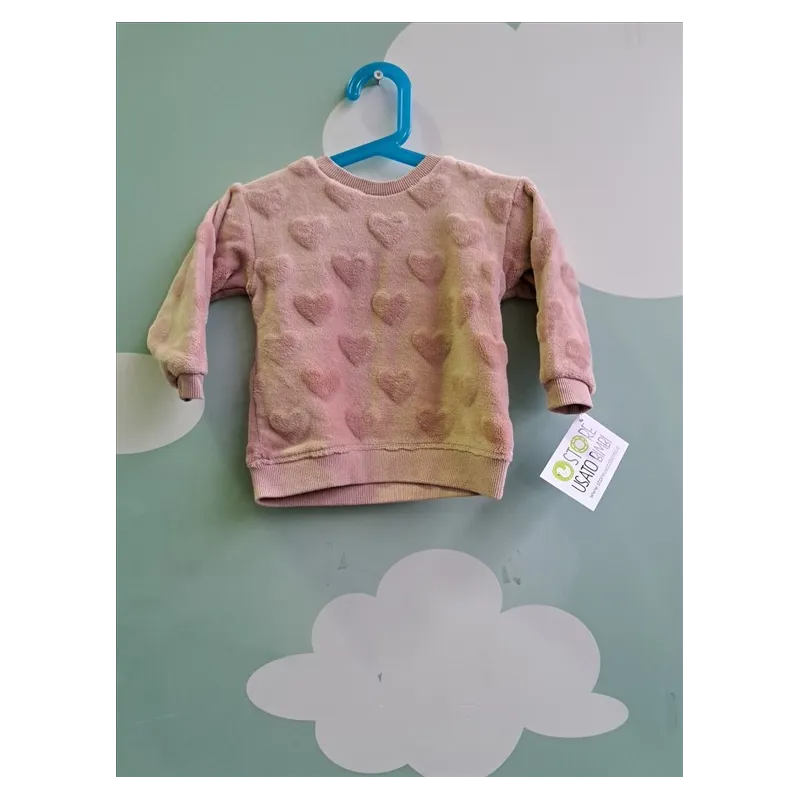 Felpa Rosa H&M Cuoricini 9/12 M