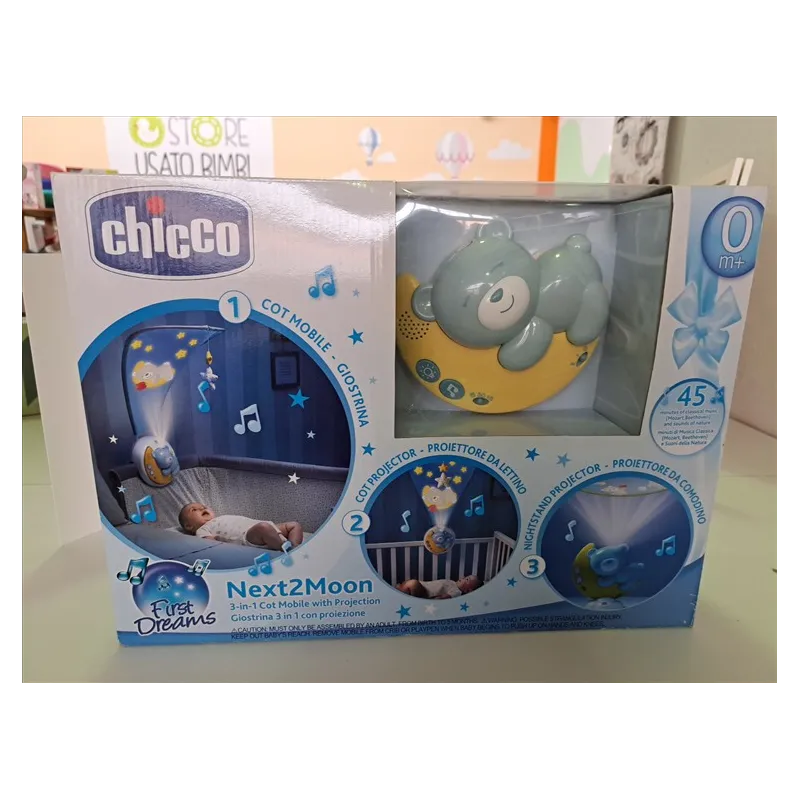 Giostrina Proiettore Luci Next2Moon Chicco Azzurra Nuova