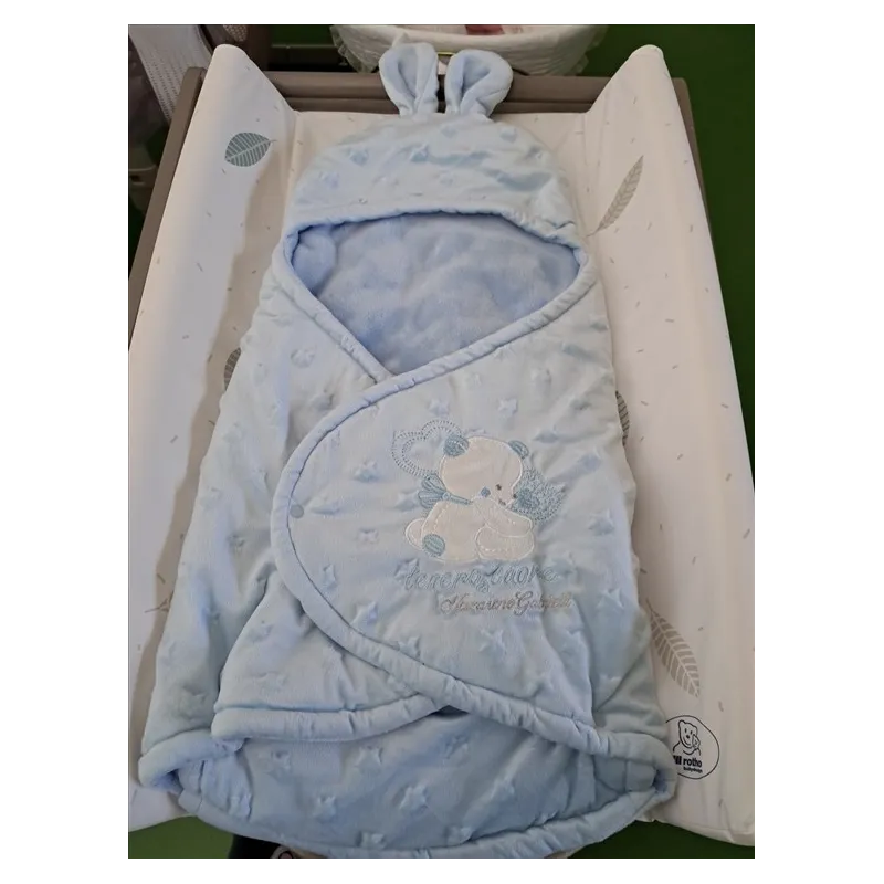 Sacco Navicella / Culla Azzurro Con Orecchiette Morbidissimo