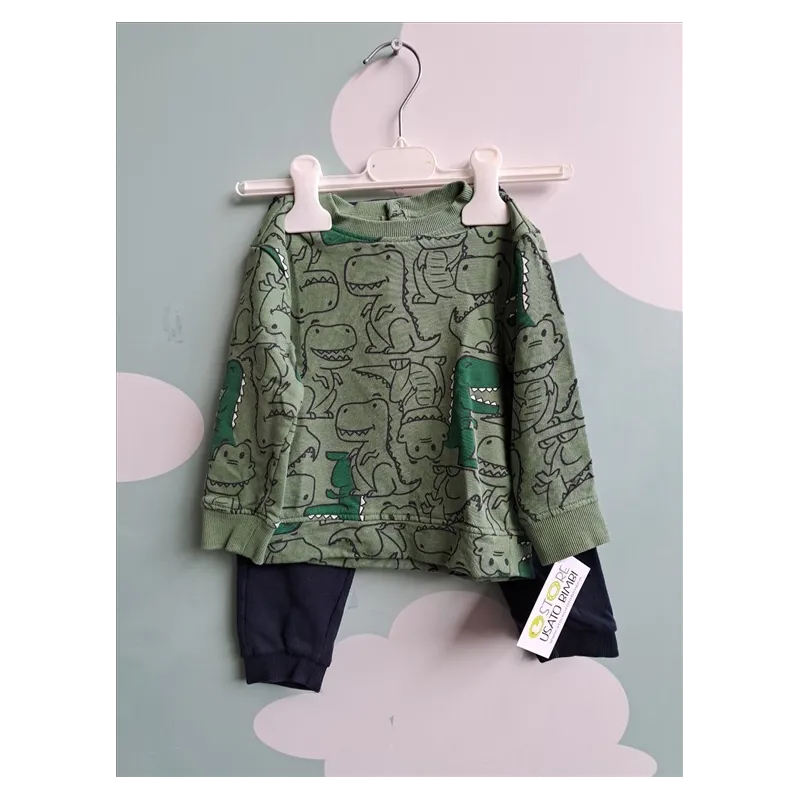 Tuta Completa Blu Kids Felpa Dinosauri 12/18 M