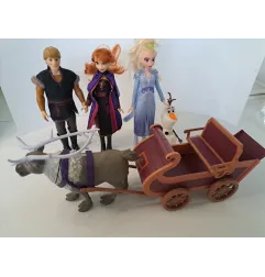 Set Disney Frozen Personaggi Elsa, Anna, Kristoff, Olaf, Svene e Slitta