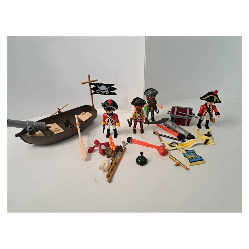 Personaggi Playmobil Pirati Con Scialuppa e Cannone