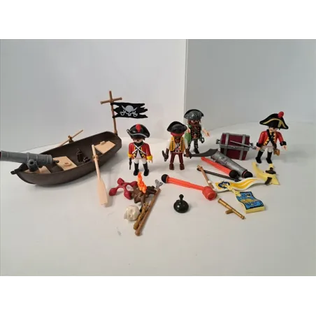 Personaggi Playmobil Pirati Con Scialuppa e Cannone