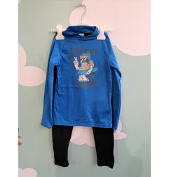 Completo Termico Decathlon Pantaloni Neri + Maglia Blu Welcome To Winter 8 A