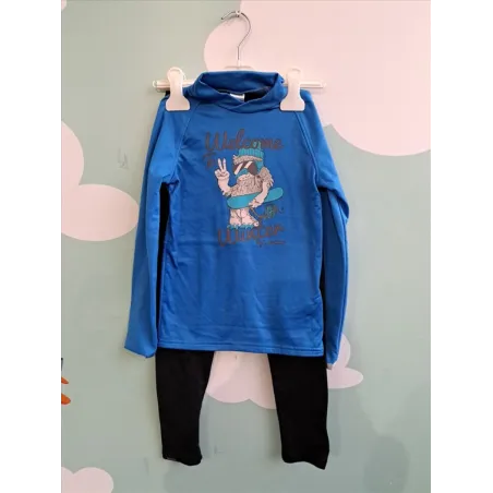 Completo Termico Decathlon Pantaloni Neri + Maglia Blu Welcome To Winter 8 A