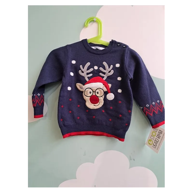 Maglione Primigi Blu Natalizio 18 M