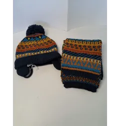 Completo Cappellino e Sciarpa Fagottino Nuovo Fantasia Blu 12/18 M