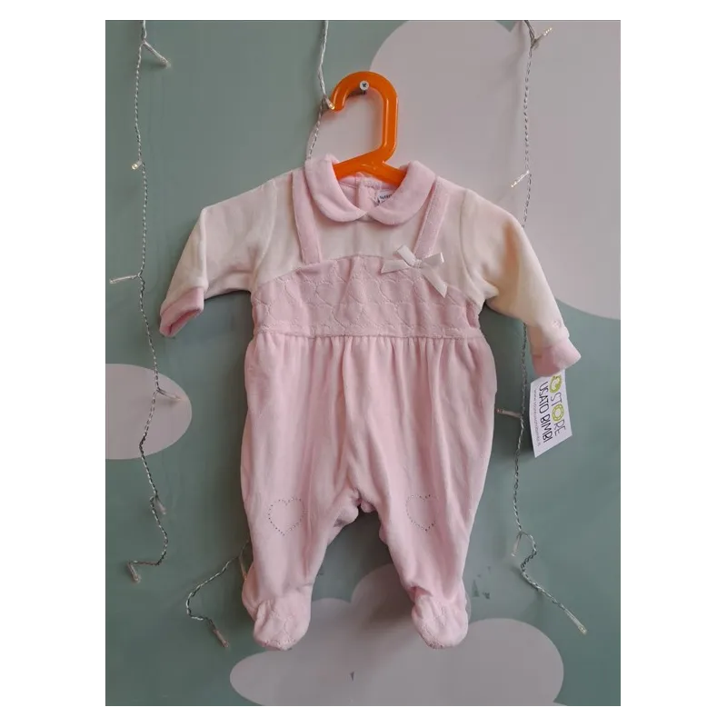 Tutina In Ciniglia Rosa 3/6 M Nuova