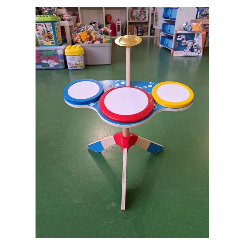 Hape - Set Batteria e Piatti | Strumento Giocattolo con Tamburi e Piatto In Legno