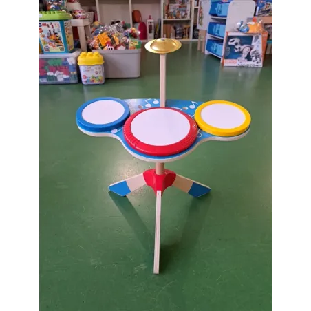 Hape - Set Batteria e Piatti | Strumento Giocattolo con Tamburi e Piatto In Legno