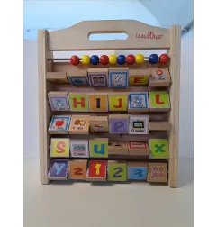 Gioco in Legno 3 in 1: Abaco, Alfabetiere e Orologio Legnoland