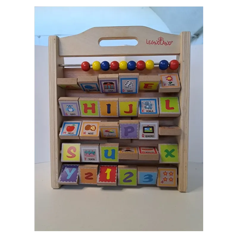 Gioco in Legno 3 in 1: Abaco, Alfabetiere e Orologio Legnoland