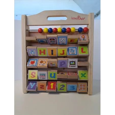 Gioco in Legno 3 in 1: Abaco, Alfabetiere e Orologio Legnoland