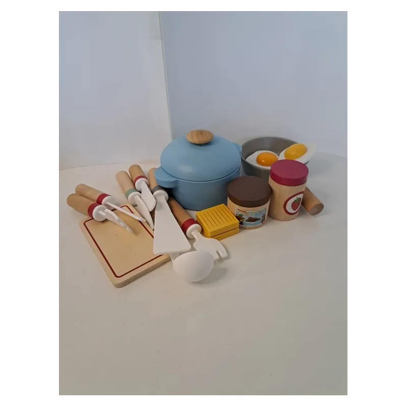 Kit Cucina In Legno: Padella, Pentolino, Uova, Marmellate, Burro e Mestoli