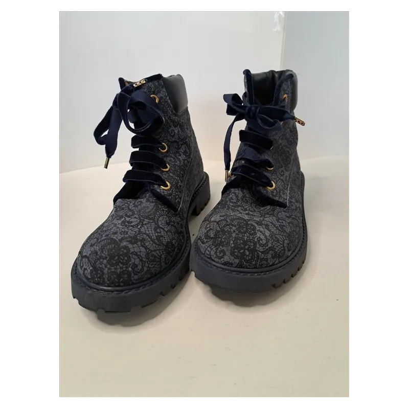 Scarponcini Twin Set Blu Con Stringhe In Raso N 33