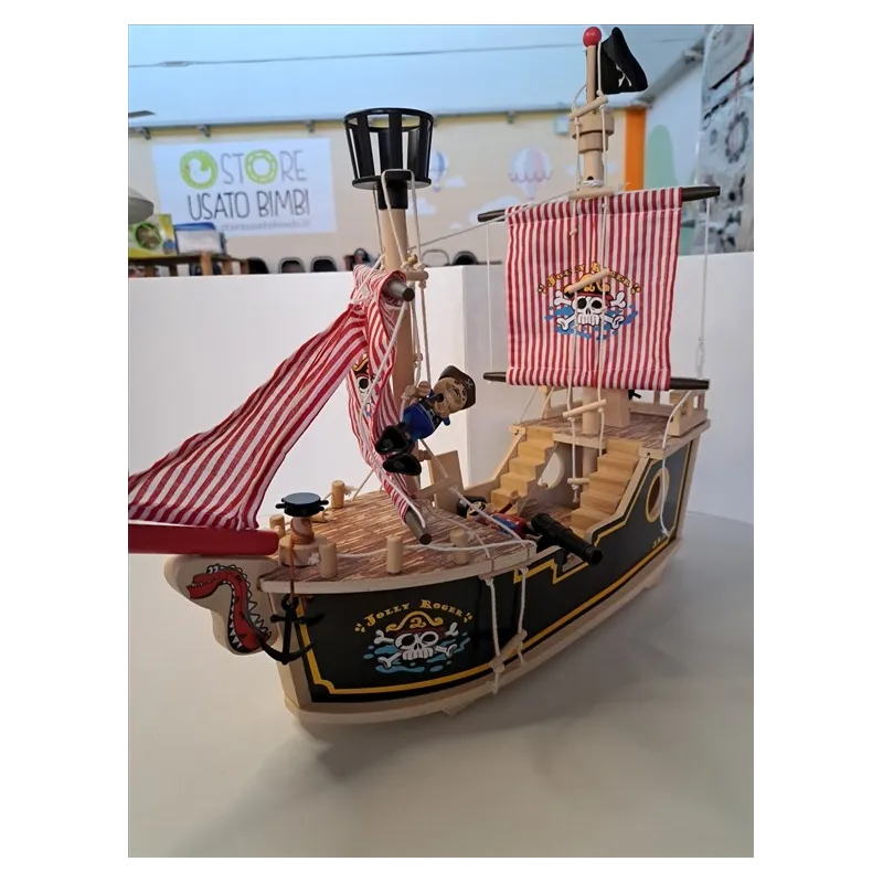 Galeone Dei Pirati In Legno Jolly Roger Con Personaggi - Tidlo Paragon