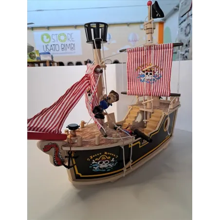 Galeone Dei Pirati In Legno Jolly Roger Con Personaggi - Tidlo Paragon
