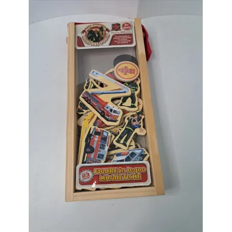 Gioco Magneti In Legno Pompieri Nuovo