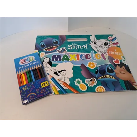 Album Da Colorare Stich Con Adesivi Nuovo Con Matite Da Colorare