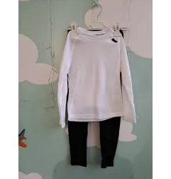 Completo Pantaloni Termici Neri E Maglietta Termica Bianca 6 A