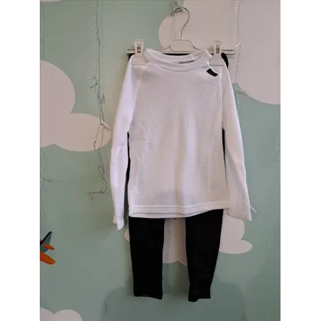 Completo Pantaloni Termici Neri E Maglietta Termica Bianca 6 A