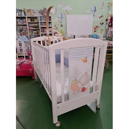 Lettino Foppapedretti Bianco Con Orsetto e Apina Incluso Materasso