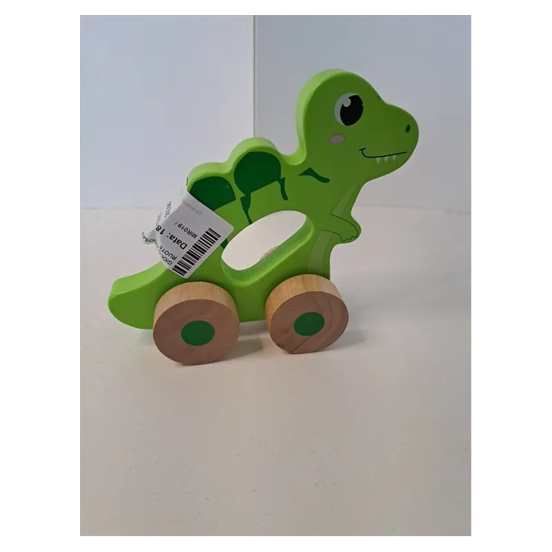 Gioco Dinosauro In Legno Con Ruote