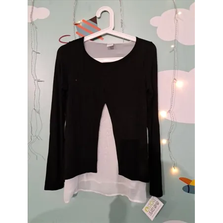 Maglia Maniche Lunghe Nera E Bianca Premaman/ Allattamento Tg S