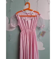 Vestito Carnevale Principessa Rosa Con Velo E Cerchietto 7-9 A