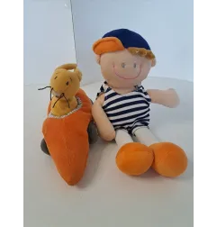 Bambola Morbida Con Macchinina Arancione