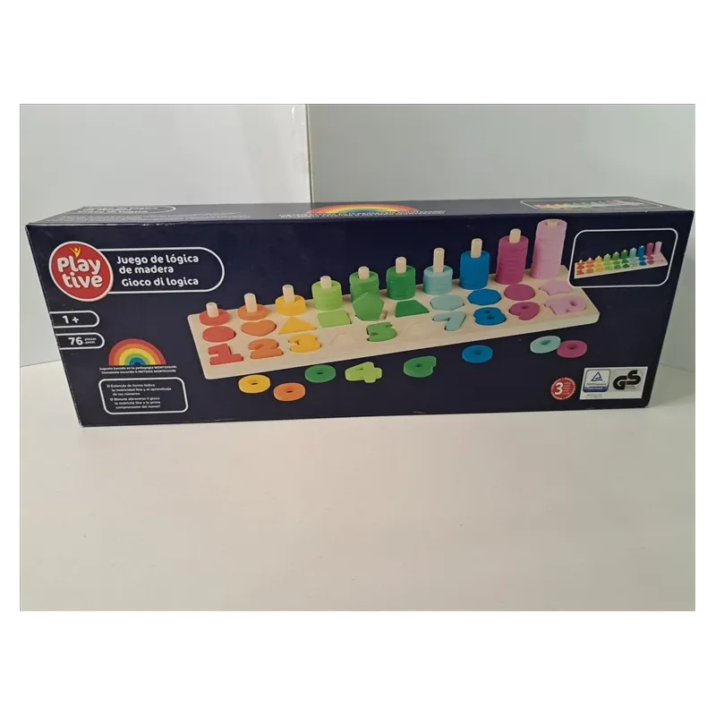 Gioco Di Logica In Legno Con Impilabili, Incastri e Numeri