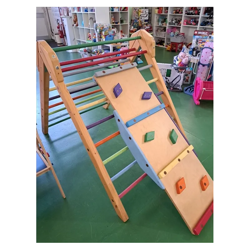 Triangolo Di Pikler In Legno Con Rampa Scivolo/Arrampicata Colorato