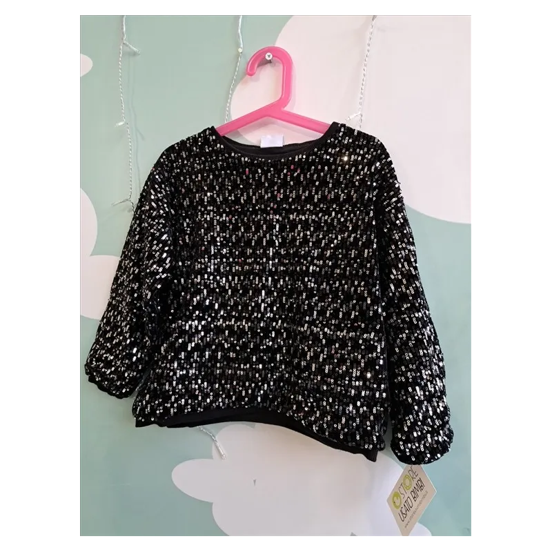 Felpa Nera Con Paiette 7 A