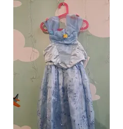 Vestito Carnevale Azzurro Principessa Con Farfalle 5/7 A