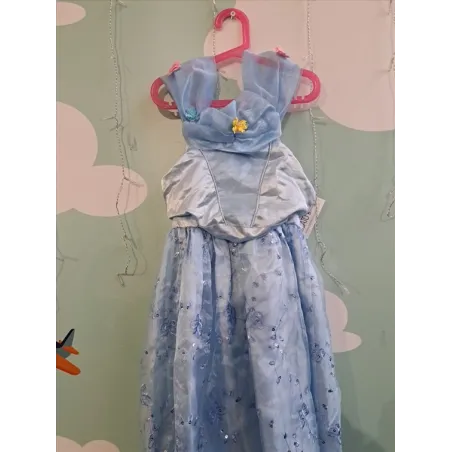 Vestito Carnevale Azzurro Principessa Con Farfalle 5/7 A