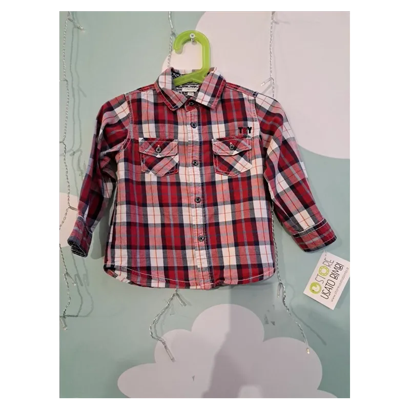 Camicia Fagottino Quadretti Rossa E Bianca 18-24 M