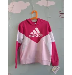 Felpa Con Cappuccio Adidas Rosa E Bianca 9-10 A