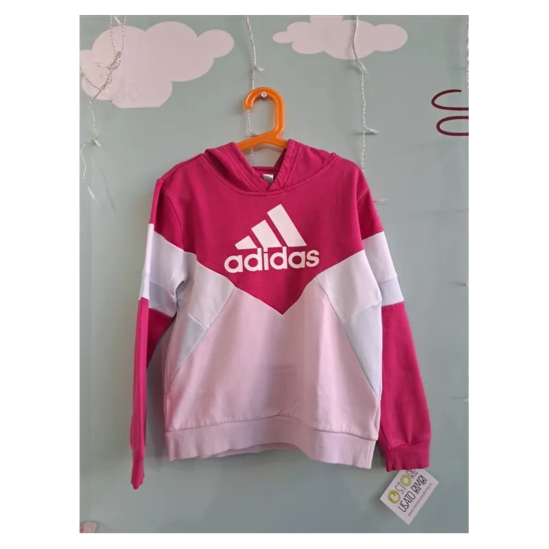 Felpa Con Cappuccio Adidas Rosa E Bianca 9-10 A