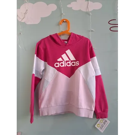 Felpa Con Cappuccio Adidas Rosa E Bianca 9-10 A